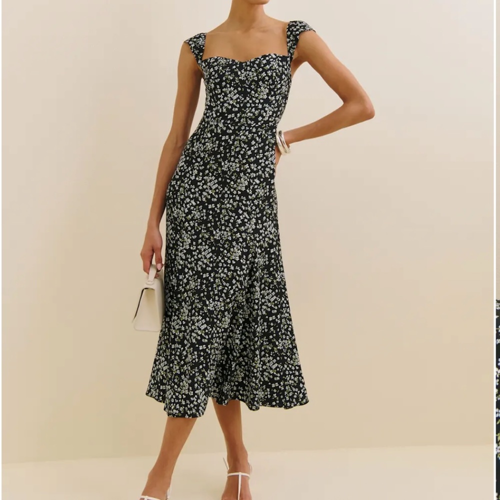 Reformation Bryson Dress Black - Size 8